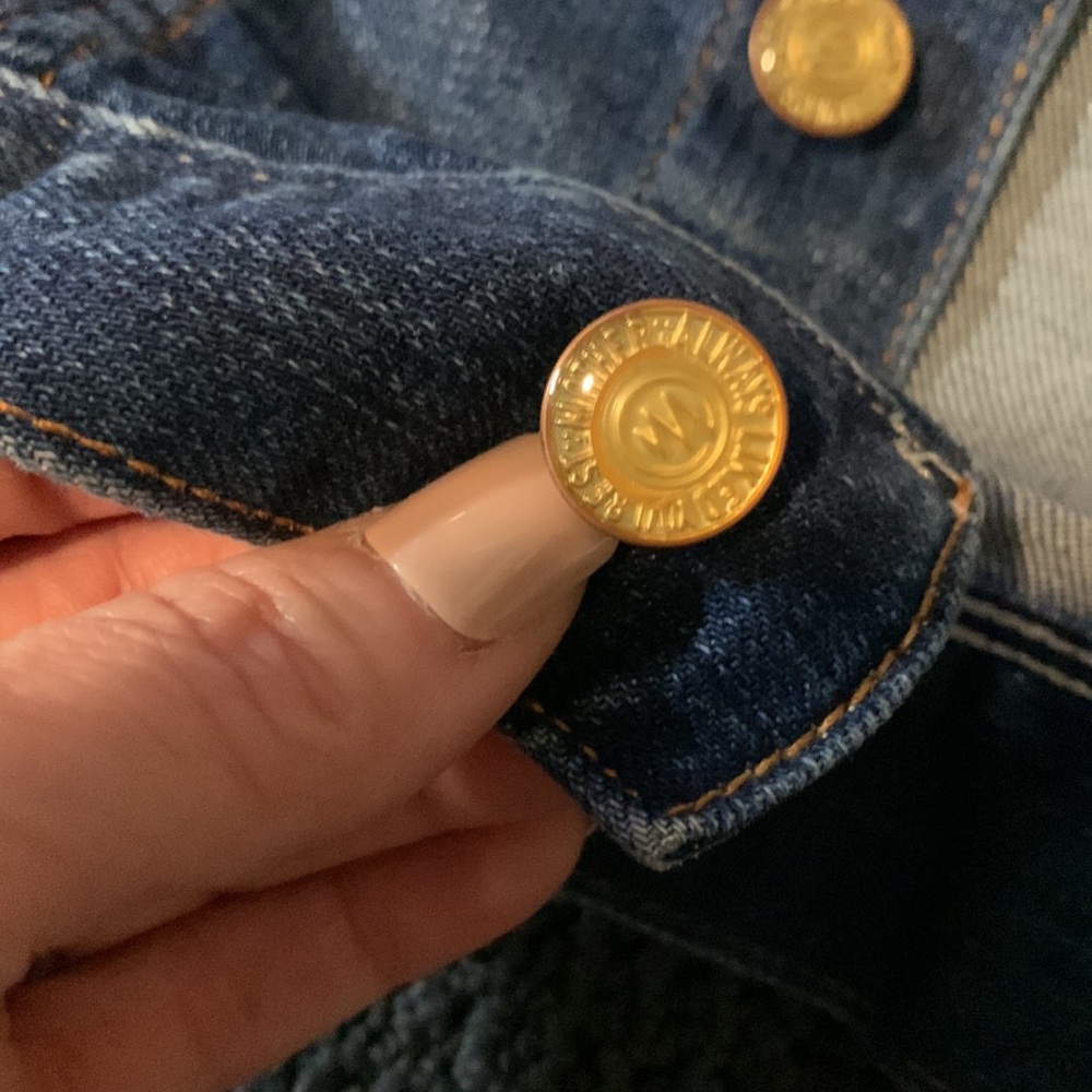 MOTHER Blue Jean Jacket with Yellow Accents - Picture 5 of 8